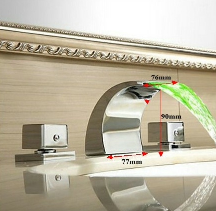 3-piece LED bath tap for bath rim