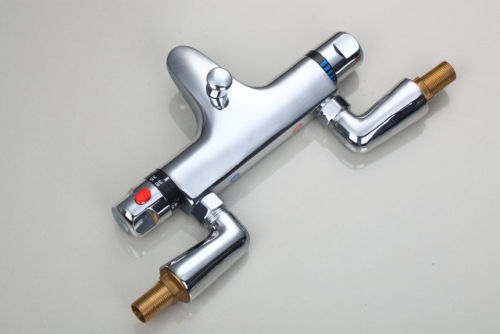 Thermostatische badkraan met S-koppelingen en messing schroefaansluitingen