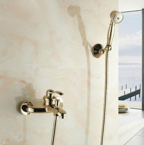 Gold bath tap wall mount