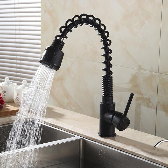 Kitchen faucet black swivel retro