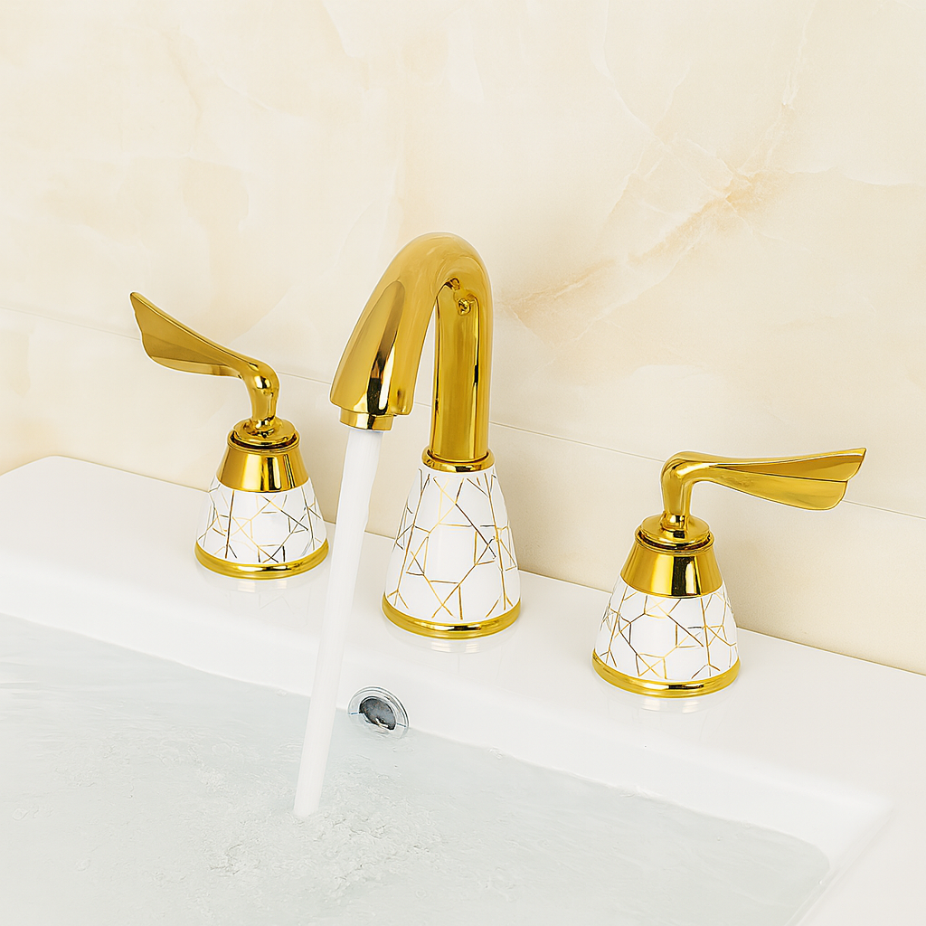 goud 3 delig badkraan uniek