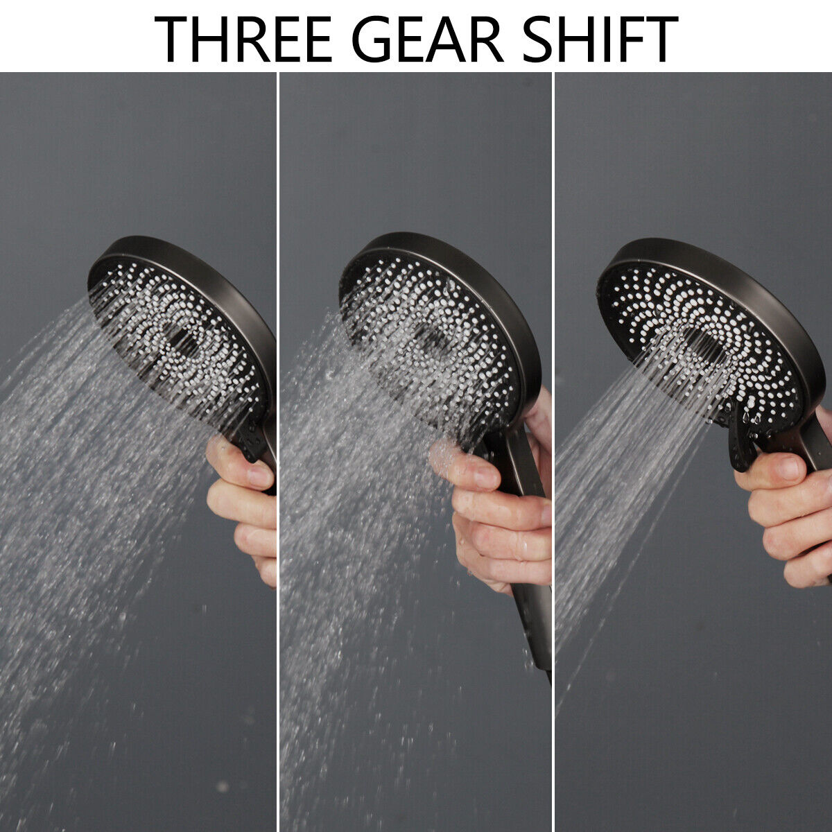 Thermostat-Badewannenarmatur in Gun Metal mit 3-Positionen-Handbrause