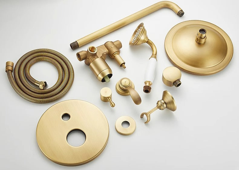 Landelijke inbouw doucheset met handdouche – Nostalgisch brons