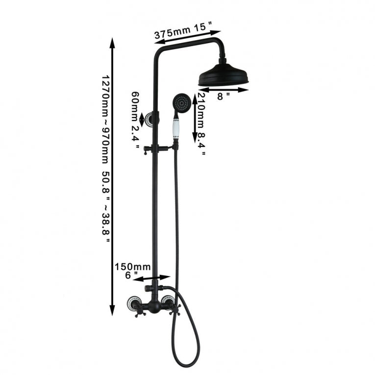 Retro opbouw douche olie brons