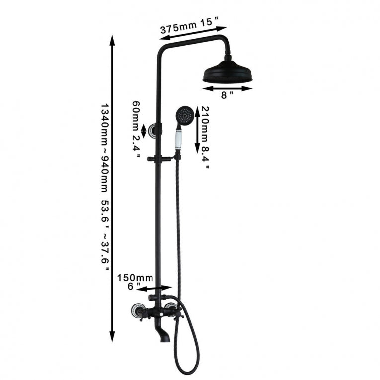Olie brons opbouw douche set met keramiek