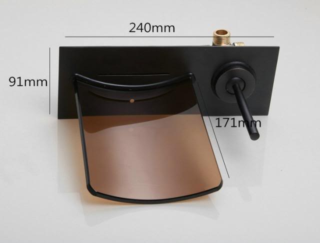 Eingebauter Wasserfallhahn mit Glasöffnung, Ölbronze