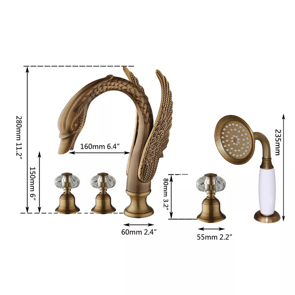 Malvizza Bronze-colored 5-piece bath tap