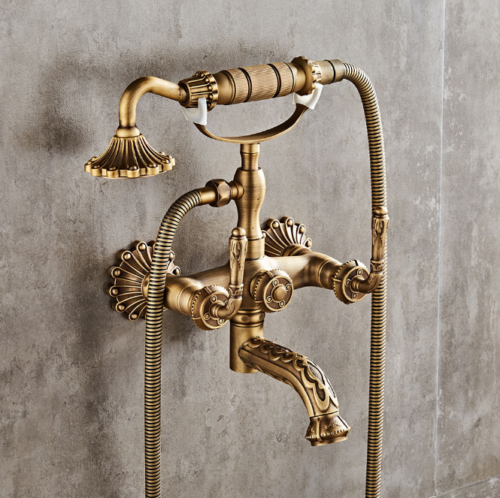 Elegant bronze bath tap wall mounted