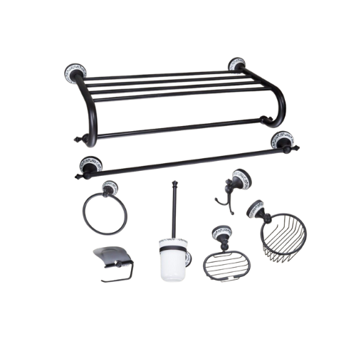 8-piece oil bronze bathroom accessory set