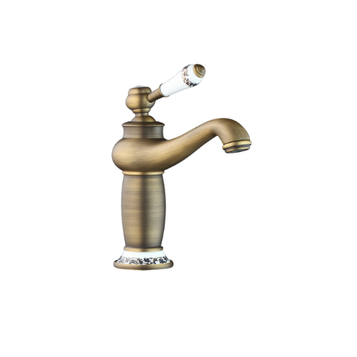 Badique Bronzen wastafelkraan met wit keramiek