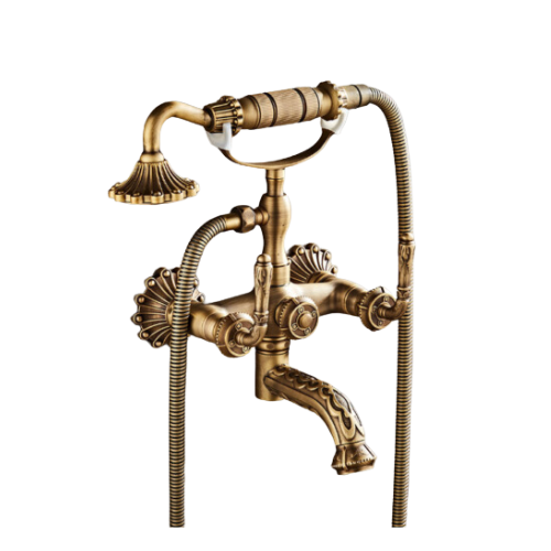 Elegant bronze bath tap wall mounted