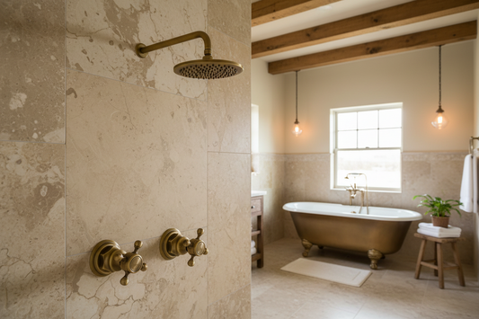 Antiek bronzen inbouw doucheset