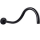 Black curved shower arm with shower head