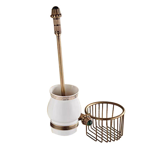 Bronzener Toilettenpapierhalter mit Bürste