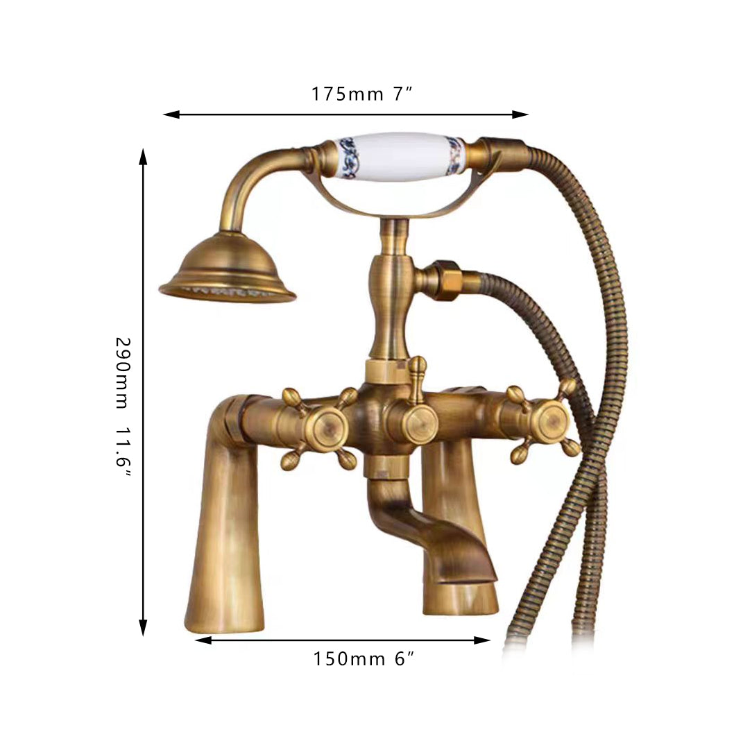 Bronze-colored Country-Style Bath Tap – For Bath Rim Mounting