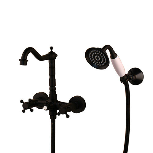 Matt black tap with hand shower