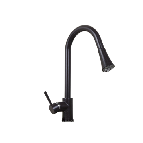 Dark kitchen faucet with pull-out spray head
