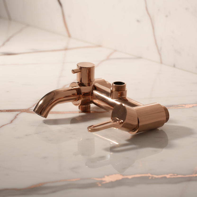 Rose gold surface-mounted shower