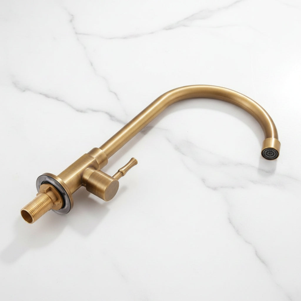 Badique bronzen koudwaterkraan met draaibare hals