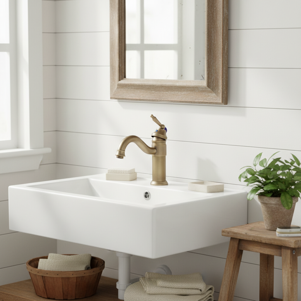 Mitigeur de lavabo classique Badique en bronze