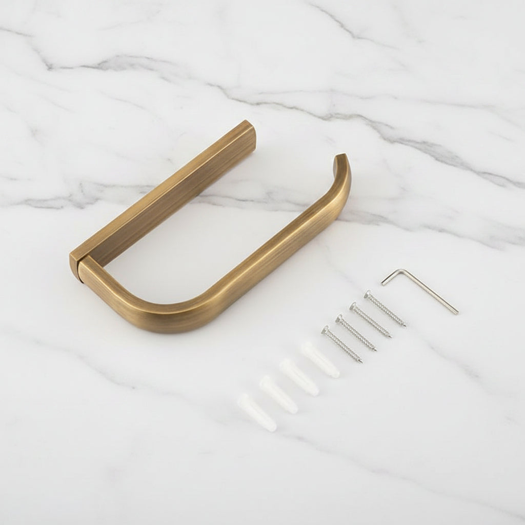 bronze-colored toilet roll holder