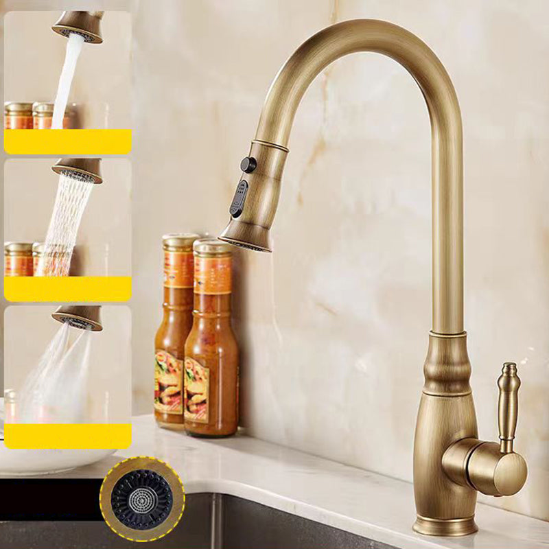 Landelijke keukenkraan antiek brons – uittrekbare sproeikop