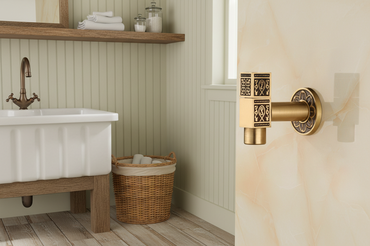 Hoekstopkraan koud water – Bronskleur