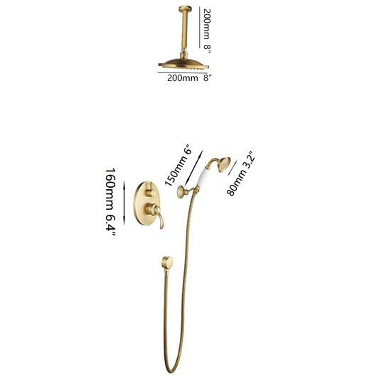 Country-style built-in shower set with ceiling arm – Nostalgic bronze