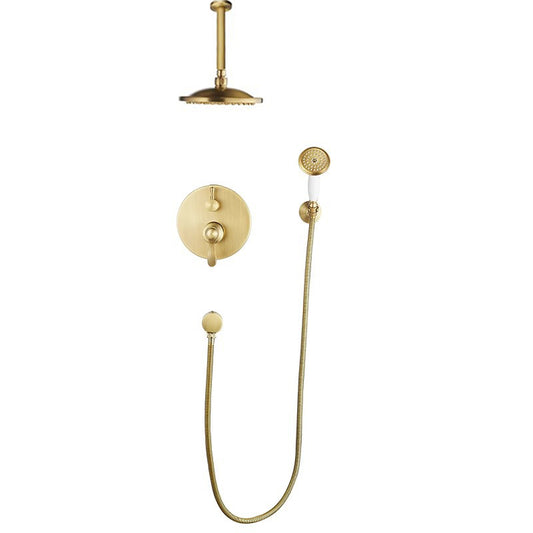 Country-style built-in shower set with ceiling arm – Nostalgic bronze