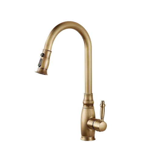 Landelijke keukenkraan antiek brons – uittrekbare sproeikop