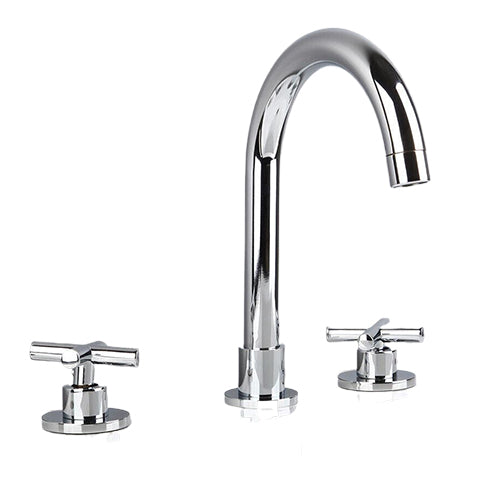 Elegant 3-piece surface-mounted chrome mixer tap