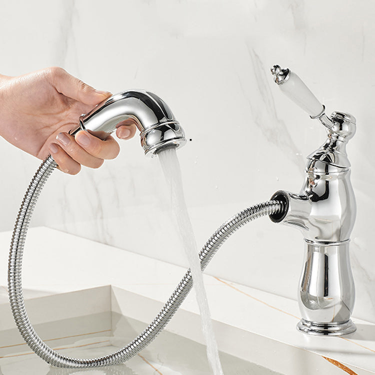 Chroom wastafelkraan met uittrekbare uitloop