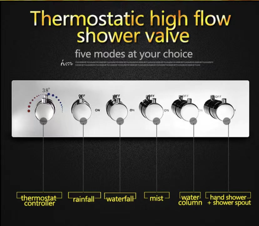 Luxus Wasserfall LED Duschkombination