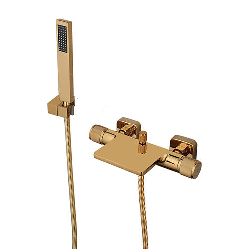 Goldfarbene Wasserfall-Badewannenarmatur