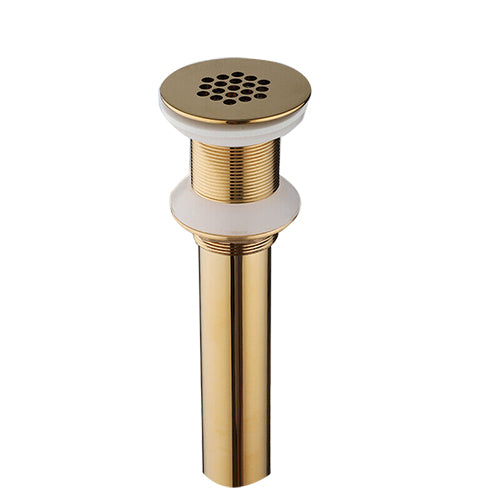 Gold-colored washbasin drain not closable