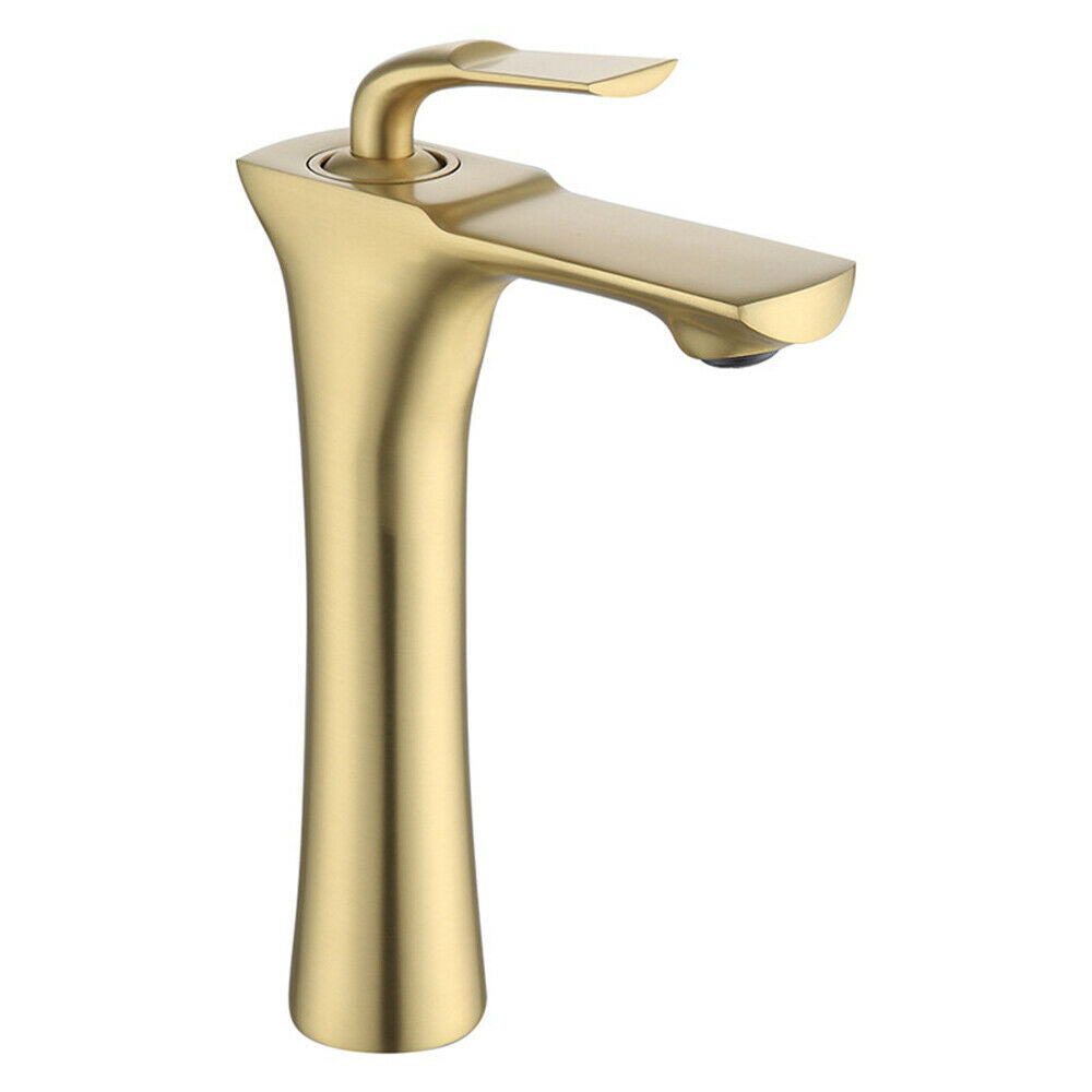 Brushed gold washbasin tap