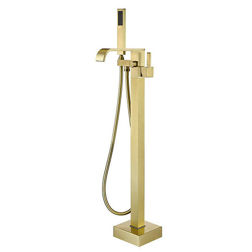 Freistehender Wasserhahn aus gebürstetem Gold