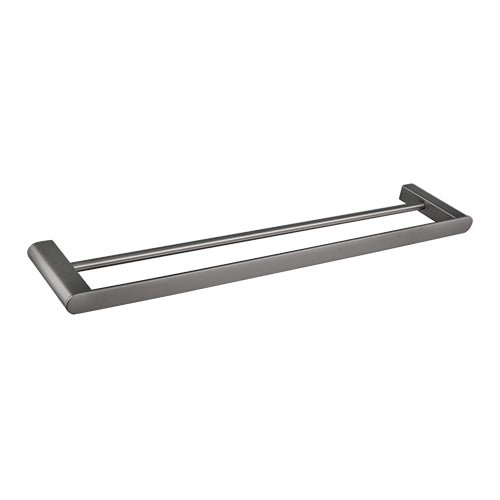 Gunmetal handdoekrek met dubbele stang en muurbevestiging