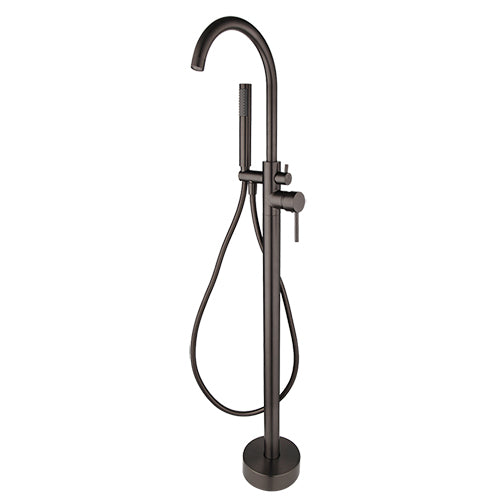 Gun metal standing bath tap with hand shower