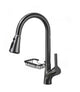 Kitchen faucet gun metal with pull-out spray head and soap dish