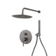 Gun metal built-in rain shower with hand shower