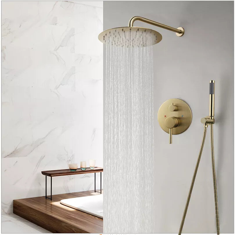 Brushed gold shower set