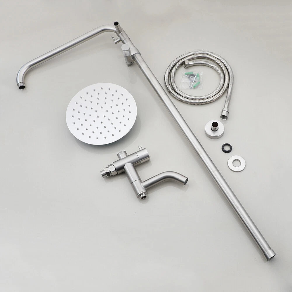 Minimalistische opbouw doucheset 3-weg – geborsteld nikkel