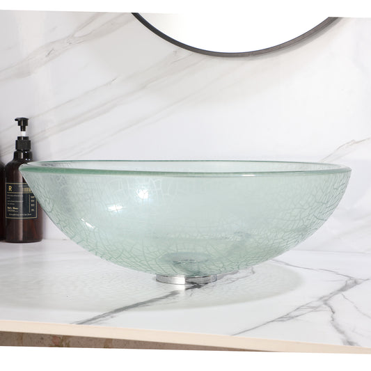 Tempered glass wash basin with broken glass design