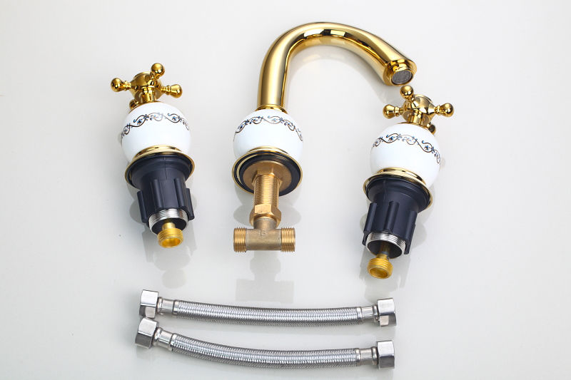Goldfarbener Einbauhahn 3-teilig