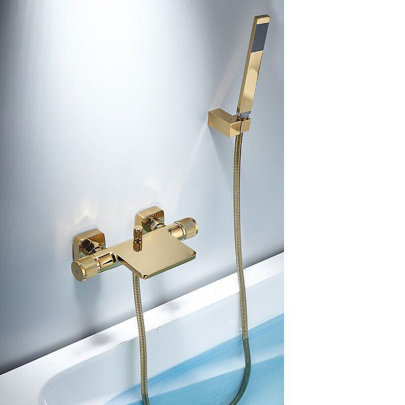 Goldfarbene Wasserfall-Badewannenarmatur