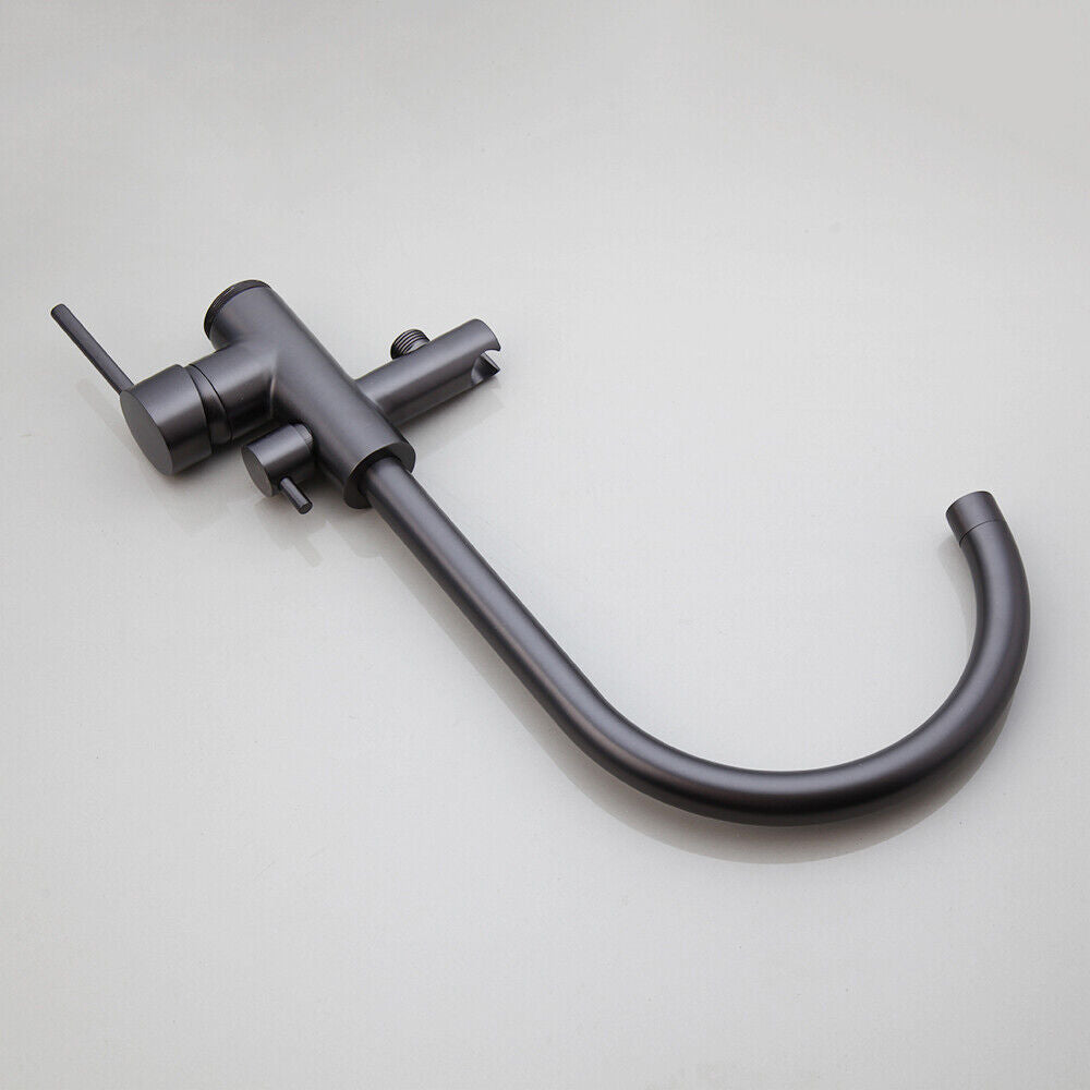 Gun metal standing bath tap with hand shower