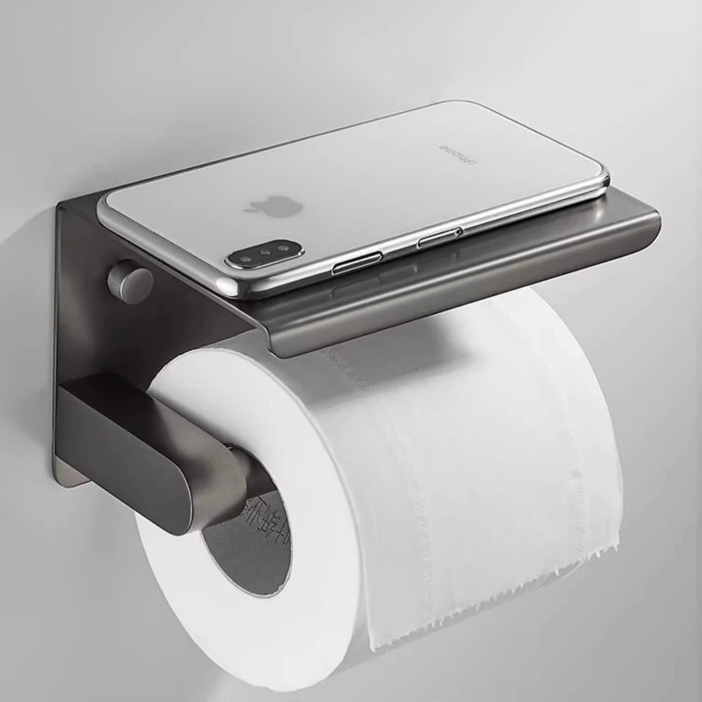 Gun metal wc-rolhouder met plankje