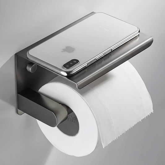 Gun metal wc-rolhouder met plankje