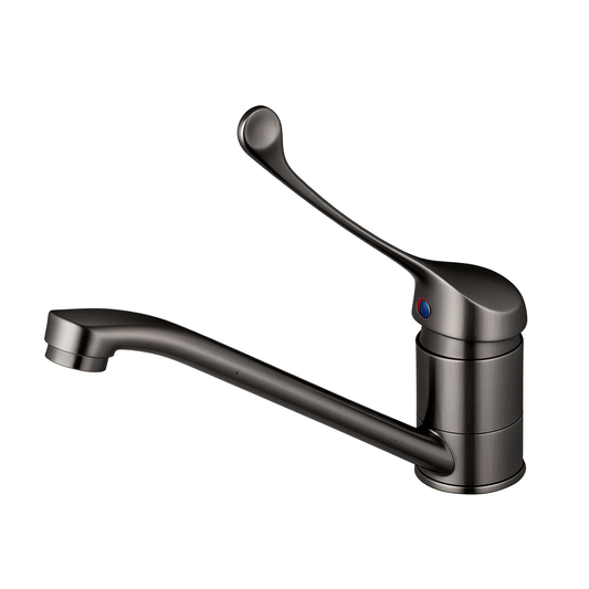 Gun metal elleboogmengkraan wastafel